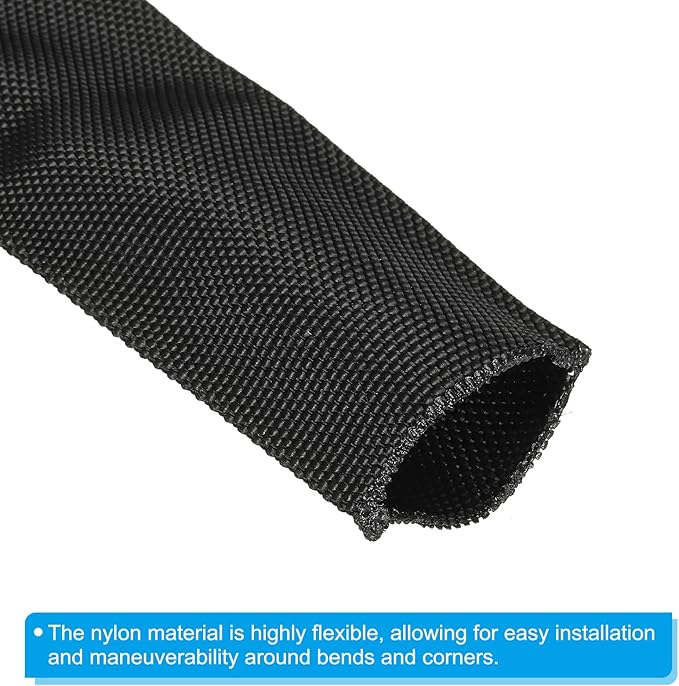 PATIKIL 1.7" Dia 3.3FT Nylon Protective Hose Sleeve, Cable Cover Sheath Protection for Welding Tig Torch Hydraulic Hose, Black