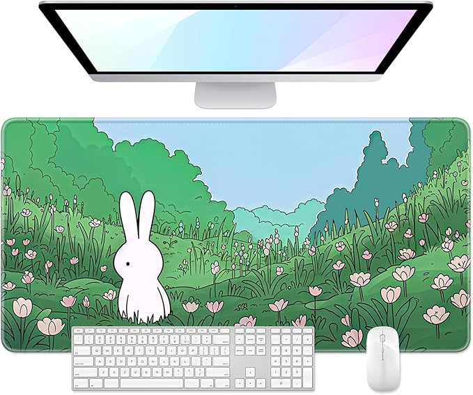 Desk Pad, 32" x 16" XXXL Extended Large Gaming Mouse Pad, Desktop Decor Desk Mat, Men Women Office Supplies and Accessories, Cute Anime Mouse Mat for Laptop & Keyboard, Cute Bunny