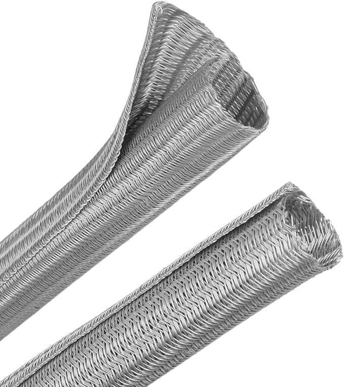 25ft PET Braided Cable Sleeve 2/3 inch(16mm) Wire Protector Cable wrap Wire Covers for Cords Cable Sleeves Cord Management Cable Management Sleeve(Grey)