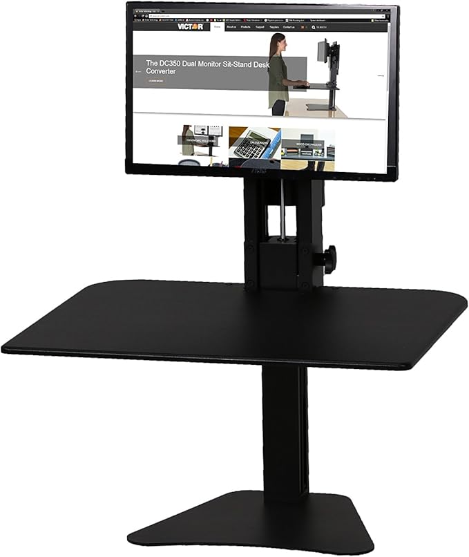 Victor High Rise Standing Desk Workstation, 28" X 23" X 10.5" to 15.5", Black