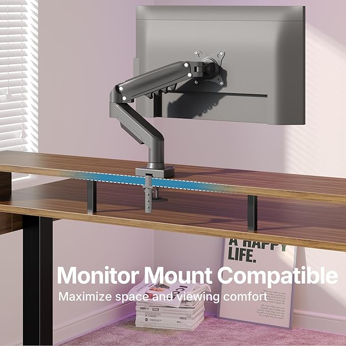 HUANUO 55″ x 26″ Electric Standing Desk with 2 Drawers &24.4″ Large Keyboard Tray, C-Clamp Mount Compatible, Adjustable Computer Desk for Office, Sit Stand Up Desk with 4 Height Presets, Deep Walnut