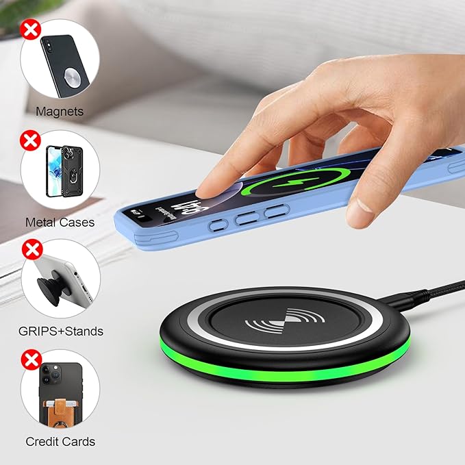 15W Samsung Wireless Charger Fast Charging Pad for Samsung Galaxy S26 S25 Edge S24 Ultra S23 S22 S21 S20 Z Flip 7 FE 6 5 4 3 Z Fold 7 6 5,Wireless Charging Station Charger Mat for iPhone 17e 17 16 15