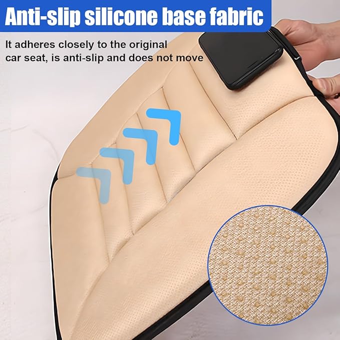 Car Seat Cushion Pad, Memory Foam Automotive Butt Cushion with Non-Slip Silicone Bottom, Breathable Driver Seat Protector for Vehicle, Home and Office Chairs (Black)