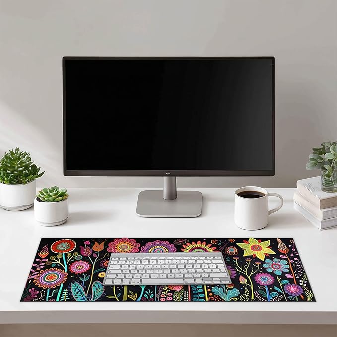 HOMETITUTE Large Mouse Pad 31.5 x 11.8 Inch Colorful Floral Desk Mat Oversized Extended Mousepad Waterproof Non Slip Rubber Base Desk Pad Keyboard Mat Computer Accessories for Office Home