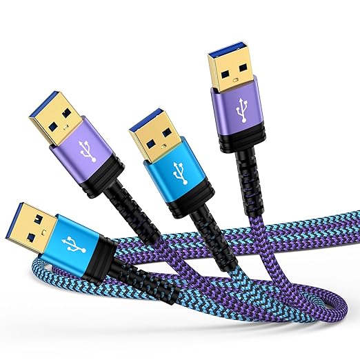 USB to USB Cable 6FT, 2 Pack USBA to USBA Cable Male to Male Cord Double Sided USB3.0 A to A Data Transfer USBCord for External Hard Driver,DVD Player,Monitor,Computer PC Laptop Cooler,Hub,Set Up Box
