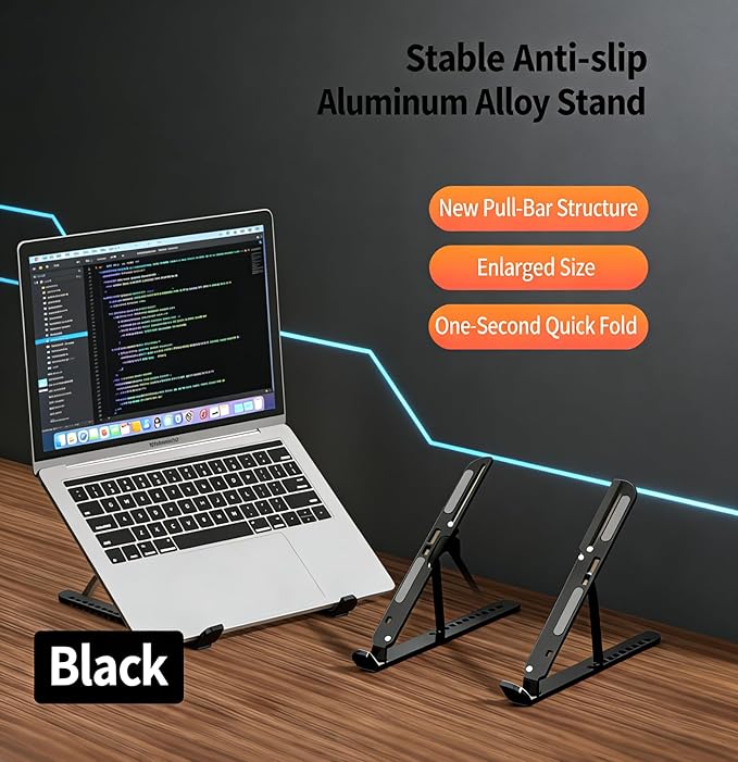 Laptop Stand for Desk, 80 lbs Load Sturdy Aluminum Laptop Riser, Portable Foldable Computer Stand for Office & Travel, Fits 10-17.3" MacBook Pro Air, Dell, HP, Surface, Samsung