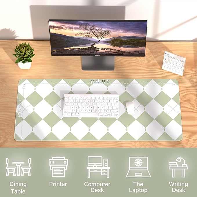 Large Desk Pad, 35.4" x 15.7" PU Leather Desk Mat for Desktop, Non-Slip Office Desk Mat for Desk, Desk Blotter Pad, Waterproof Computer Pad for Desk, Computer Mat Desk Protector for Home & Office