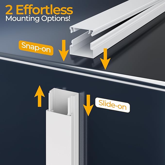 56.7in Cable Hider Cord Hider, Wire Covers for 3-4 Cords on Wall, Premium Cord Covers for Wires on Wall, Easy Set-up Wire Hider to Hide Tv Wires, Lamp, Speaker Cords, W1.18 H0.6in, White