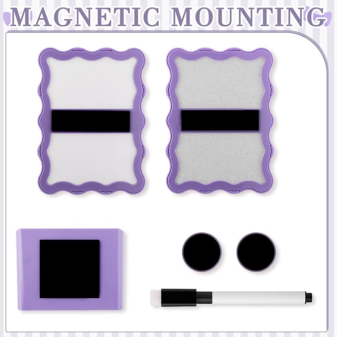 Jingmore Scalloped Magnetic Locker Accessories Kit Purple Back to School Essentials 6 Pieces Includes Whiteboard Mirror and Organizing Supplies Cute Locker Organizer Decoration for School