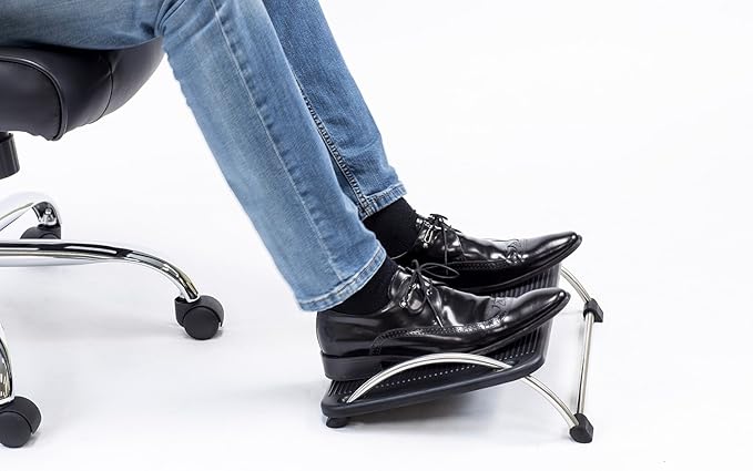 Mount-It! Under Desk Footrest Adjustable Tilt Foot Rest Under Desk (Up to 15°) with Chrome Legs, Ergonomic Office Foot Stool Under Desk with Non Slip Platform for Home Office & Workstation(Pack of 2)