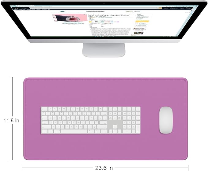Dapesuom Large Mouse Pad, Extended Gaming Mouse Mat with Stitched Edges, Full Size Desk Mats with Non-Slip Base, Computer Big Desktop Keyboard Pad for Laptop, Office, 23.6 x 11.8 in, Radiant Orchid