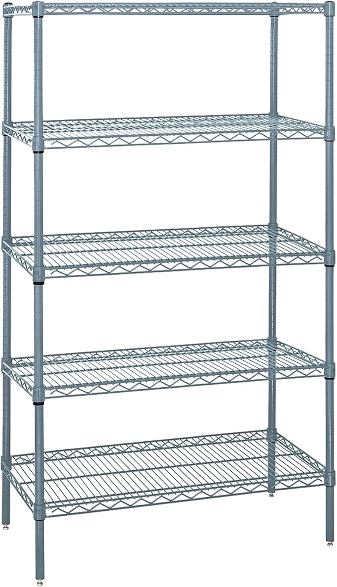 Quantum Storage Systems WR86-1836GY-5 Wire Shelving 5 Shelf Starter Units, 18" x 36" x 86", Gray Epoxy