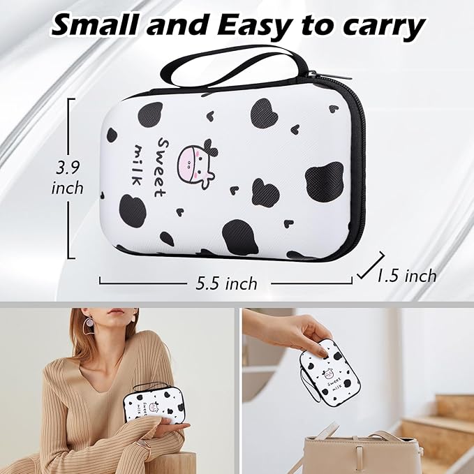 CameCosy DIY Phone Charger Cover Storage Sets Cable USB Earphone Wire Saver Organizer with Travel Storage Bag, Soft Cute Cable Protector Phone Charger Protector Compatible for iPhone(Milk Cow)