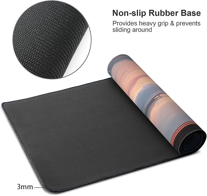 Large Extended Gaming Mouse Pad with Stitched Edges, (35.4X15.7In) Durable Non-Slip Natural Rubber Base, Waterproof Computer Keyboard Pad Mat for Esports Pros/Gamer/Desktop/Office/Home (D)