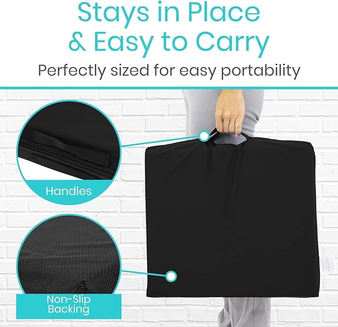 Vive Waterproof Wheelchair Cushion for Pressure Relief (16x16x3) - Washable Cover Incontinence Protection for Elderly Adults & Seniors - Memory Foam Gel Pad for Recliners, Office Chairs, Car, Travel