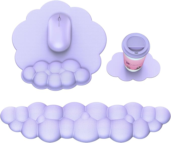 MOKURU Cloud Mouse Pad with Wrist Rest, Cloud Keyboard Wrist Rest, Mouse Pad Wrist Support, Ergonomic Keyboard Mouse Wrist Support (Purple)