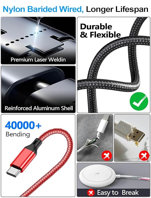 Travel Essentials,Multi Charging Cable for Apple Watch Charger/iPhone Charger/Samsung Charger,USB A & Type C Power Cable for iWatch Ultra/10-2/iPhone 17-11/Samsung S26,Serial Cables[1.2M]-Multicolor