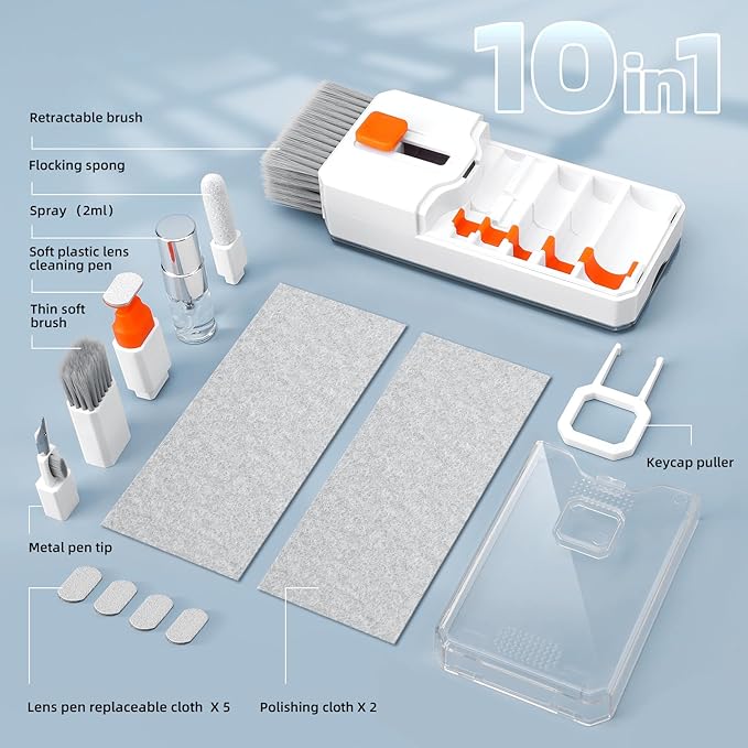 Keyboard Cleaning Kit Laptop Cleaner, All-in-1 Computer Screen Cleaning Brush Tool, Multi-Function PC Accessories Electronic Cleaner Kit Spray for iPhone iPad Macbook Earbud Camera Monitor with Patent