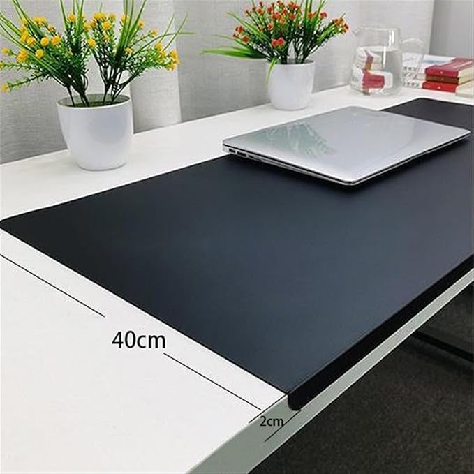 Lifup Non-Slip Desk Pad Protector, Self Adhesive Writing Mat with Full Grip Fixation Lip, Waterproof PU Leather Large Mouse Pad for Home Office Gaming Gray 23.6" x 19.7"