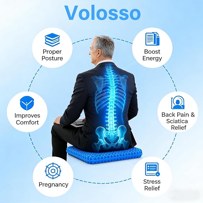 Gel Seat Cushion, Cushion, Gel Seat Cushion for Long Sitting, Breathable Honeycomb Design Absorbs Pressure Points Chair Pad, for Office Chair, Wheelchair, Car & Truck (50 * 50 * 6cm)