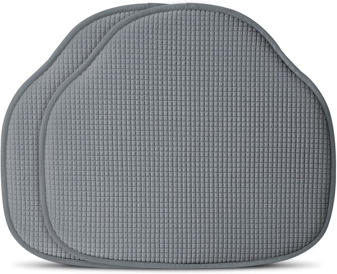 Shinnwa Windsor Chair Cushions 2 Pack, Non Slip Kitchen Seat Cushion, Farmhouse Chair Pads for Dining Room, Set of 2, 17 x 15.5 inches, Grey