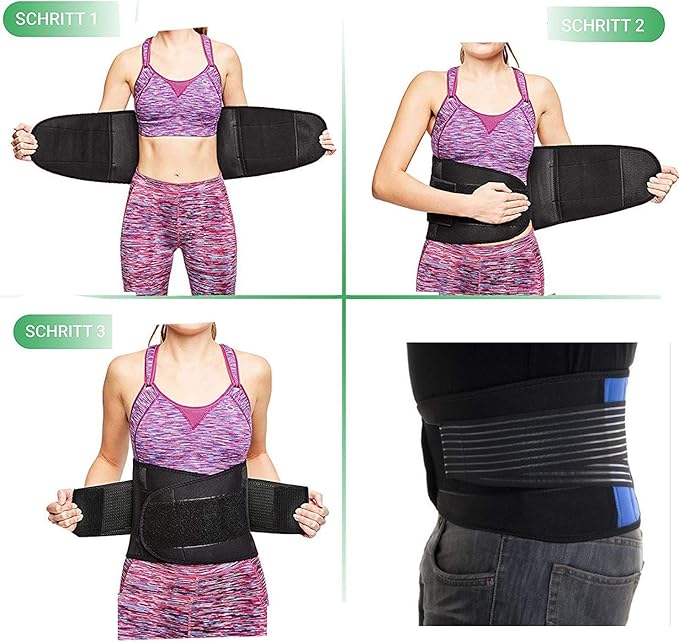Deluxe Neoprene Double Pull Lumbar Lower Back Support Brace Exercise Belt Waist Trainer Belt