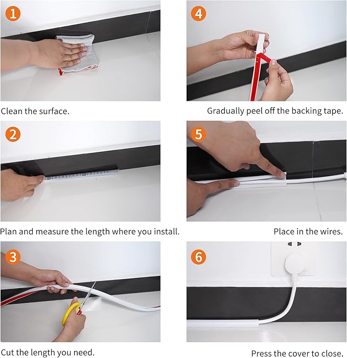 Cord Hider for Wall Mounted TV,78" One Cable Cover with Side Open, Flexible Silicone Wire Raceway Management,Self-Adhesive Cord Organizer,Wire Concealer Channel, White