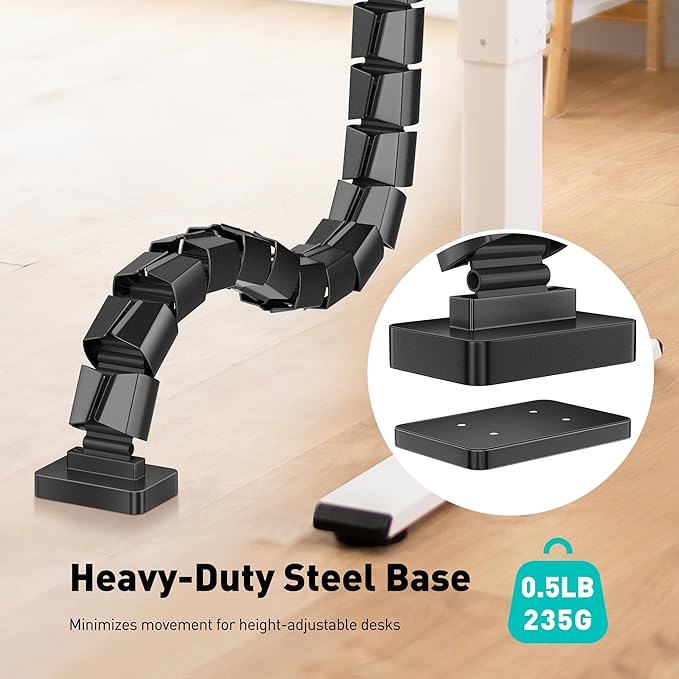 Magnetic Cable Management Spine, Instant Snap-On Wire Vertebrae for Metal Frame Gaming Desks, Dragon Bone Style Floor-to-Desk Cord Concealer for Steel Legs & Standing Desks