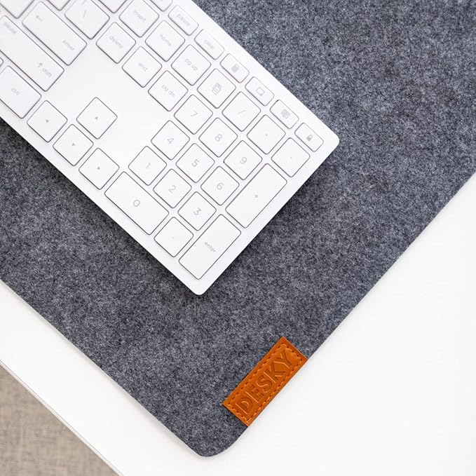 Desky Felt Desk Pad – Small 11 x 8.6 Inch, Wool Felt Desk Mat with Anti-Slip Base – Light Grey – Keyboard & Mouse Surface for Office, Home, or Laptop Use