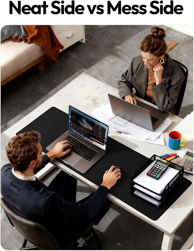 YSAGi Leather Desk Protector, Office Mat, Large Mouse Mat, Non-Slip PU Leather Blotter, Laptop Desk Mat, Waterproof Writing Pad for Office and Home(Black, 63" x 24")