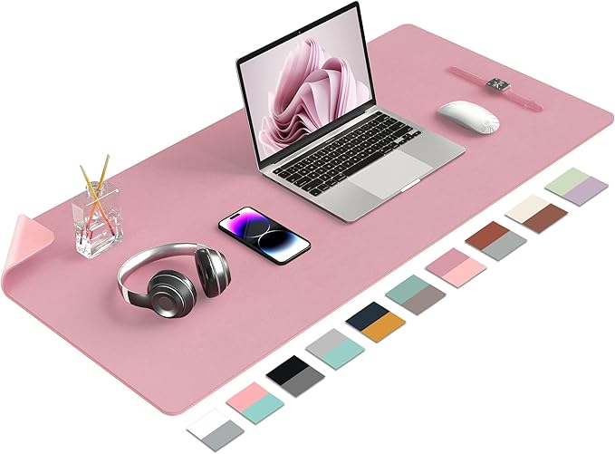 Aothia Double-Sided PU Leather Desk Pad - Non-Slip Large Mouse Pad & Desk Mat for Office, Home - Waterproof, Easy to Clean, Durable Dual-Sided Surface (36" x 17", Purple)