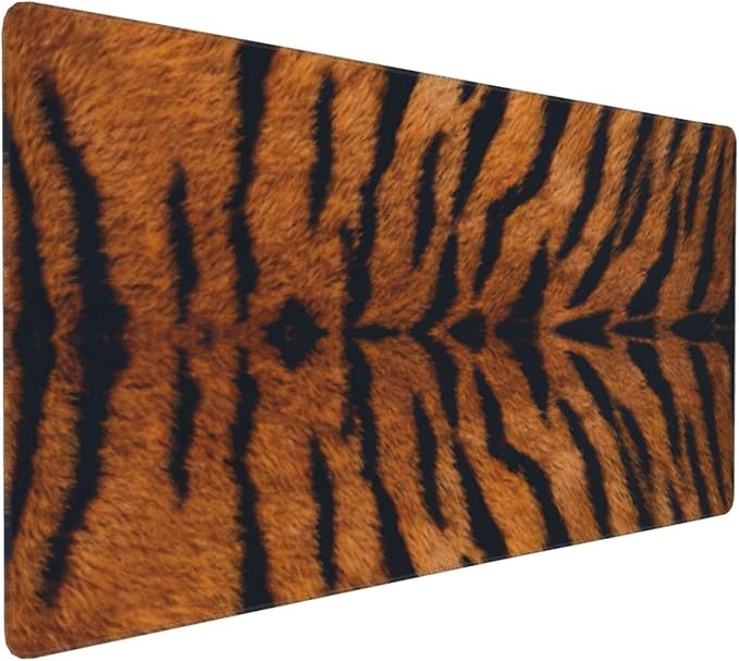 Tiger Stripes Print Large Mouse Pad & Desk Mat Animal Skin Texture Extended Mousepad Non-Slip Rubber Base Laptop Computer Keyboard Pad for Gaming, Office & Home Decor, XXXL - 35.4" X 15.7"