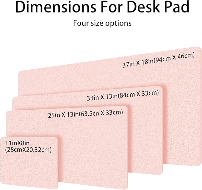 Leather Mouse Pad with Stitched Edge, Waterproof Gaming Mouse Mat for Computers, Laptop, Office & Home(Pink, 33In*13in)