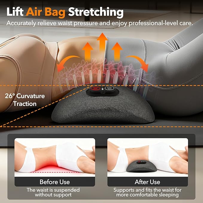 Smooth Spine Triple Fusion Back Massager with Heat - Sciatica Pain Relief & Spine Decompression Device, Deep Tissue Massager for Lower Back Pain, Office Chair and Home Use for Chronic Sufferers