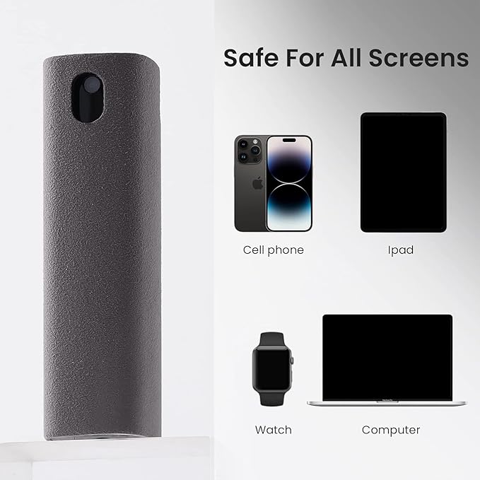 YTT Touchscreen Mist Cleaner, Screen Cleaner, for All Phones, Laptop and Tablet Screens,Two in One Spray and Microfiber Cloth (Grey)