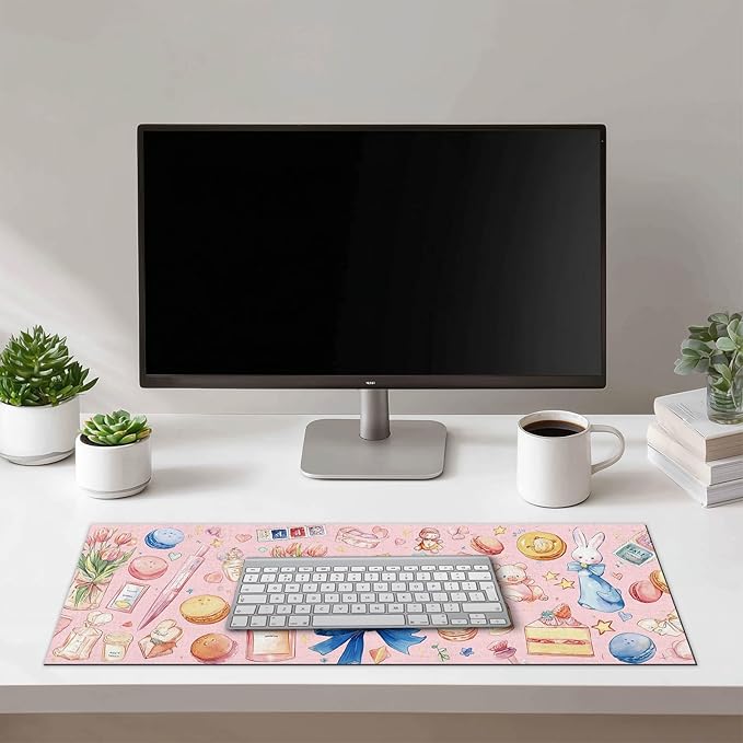 HOMETITUTE Pink Aesthetic Large Mouse Pad 31.5 x 11.8 Inch XL Desk Mat Extended Keyboard Pad Mouse Mat for Desk Computer Mat Waterproof Gaming Mouse Pad Non Slip Base for Office Home