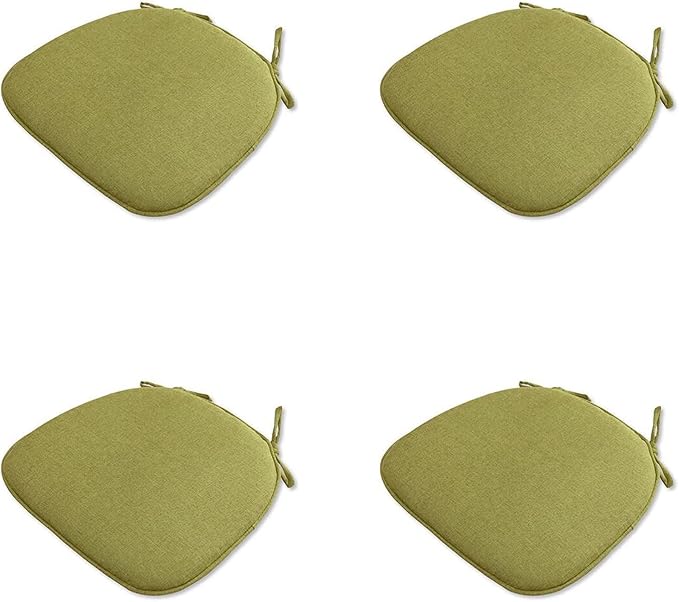 U Shaped Chair Cushion Cover with Ties for Dining Chair Pad Set of 4 Linen Thick Non Slip Seat Cushion for Kitchen Living Room Office Chair Decor Machine Washable 17"x 16" (Green, 4)