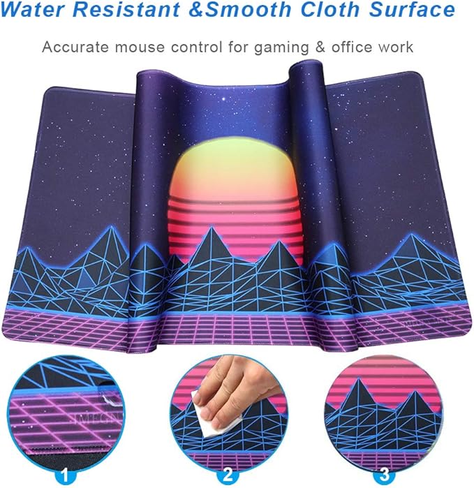 Large Gaming Mouse Pad, Extended XXL Desk Pad & Non-Slip Rubber Mat for Mice and Keyboard with Stitched Edges （90x40 zisesun011）