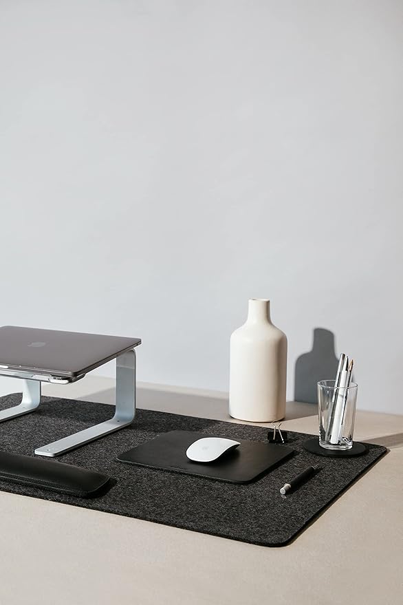 Graf Lantz Mosen Large Merino Wool Felt Desk Pad, Luxury Non-Slip Desk Mat, Blotter for Office and Home, 31W x 19H, Charcoal