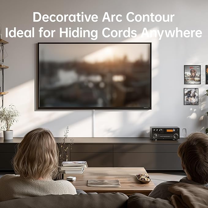 Delamu 85in Adhesive Cord Hider Wall, Mounted TV Cord Cover Kit, Multiple Cable Raceways for Wall Corner, Wire Cover Hiders for 1-2 Cables, 1.18" W X 0.43" H, White