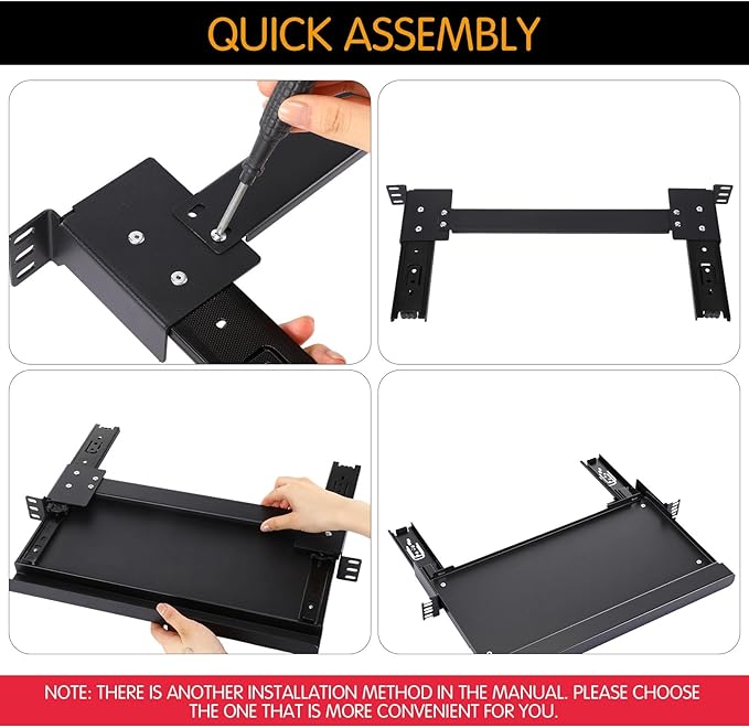 AceOrbit 1U Keyboard Tray 8" Deep, Universal 19" Rack Mount Sliding Shelf Tray 8" Deep for Network Equipment Server Rack or Cabinet