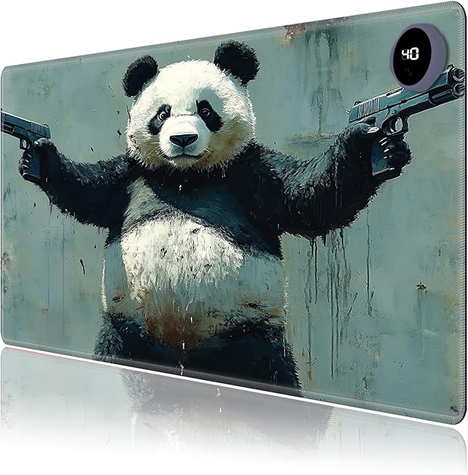 Heated Mouse Pad,Warm Desk Pad with 3 Levels Heating & 3 Hours Auto Shut-Off, PU Leather Heated Desk Pad Warmer Pad for Home Office - 23.6 x 14.2 inch,Panda