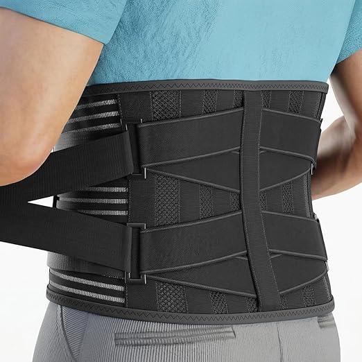 Modvel Back Brace for Lower Back Pain Women and Men – Lumbar Support Belt for Sciatica, Herniated Disc, Muscle Strain – Adjustable Breathable Work Brace with 6 Stays – Support for Posture – Size L