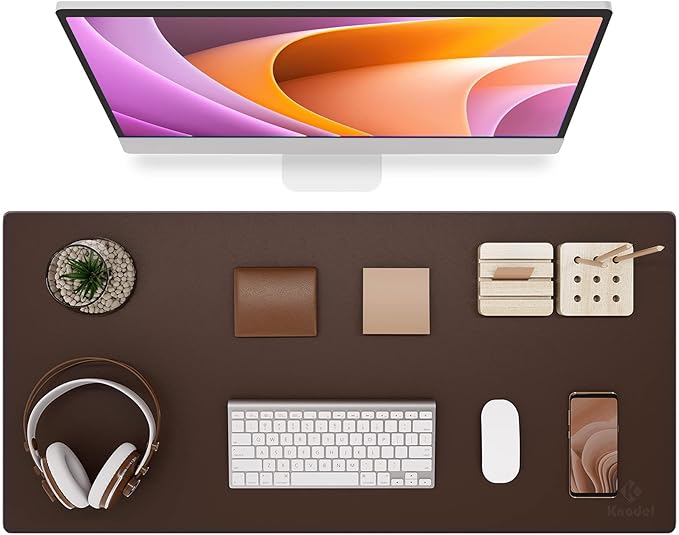 K KNODEL Non-Slip Desk Mat, Desk Pad, Desk Blotter, Desktop Mat for Desk, Large Desk Protector, Office Computer and Laptop Mat for Desk (35.4"x17", Brown)