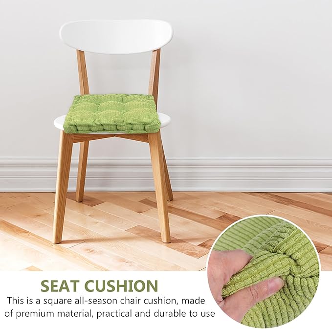 40x40cm Thickened Non-Slip Chair Cushion Pad, Soft Green Sofa Seat Cushion for Household and Garden Use, Comfortable Tatami Mat for Dining and Office Chairs