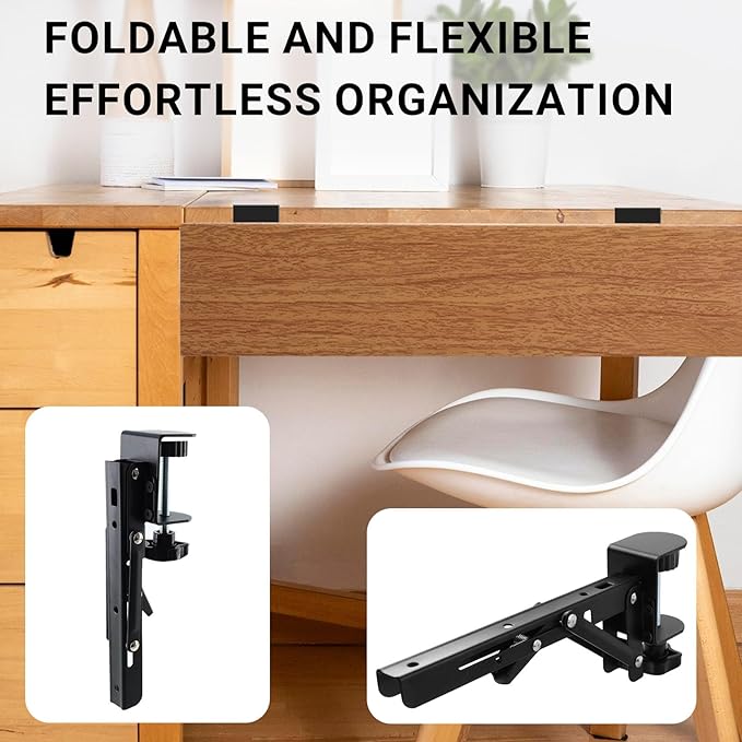 2PCS Black Desk Extender Foldable Keyboard Tray with Screws for Workstation Organizer Office and Home