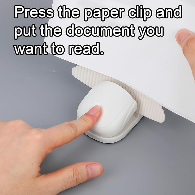 Document Holder for Typing, White Plastic Paper Desk Stand with Fixed Plate Portable Easy to Use Copies Stand for A4 Paper Documents Office Desktop Typing Reading
