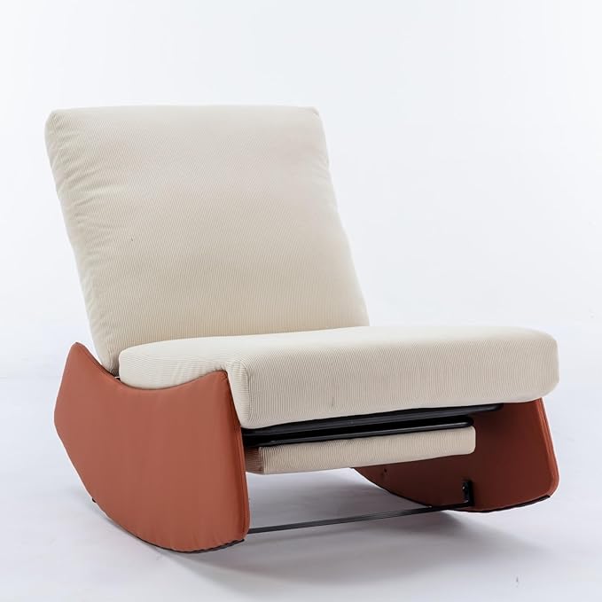 LUMISOL Comfy Rocking Recliner Chair for Adults, Nursery Glider Chair with Foot Rest, Upholstered Accent Reading Chair Rocker Chair with High Back for Living Room, Orange