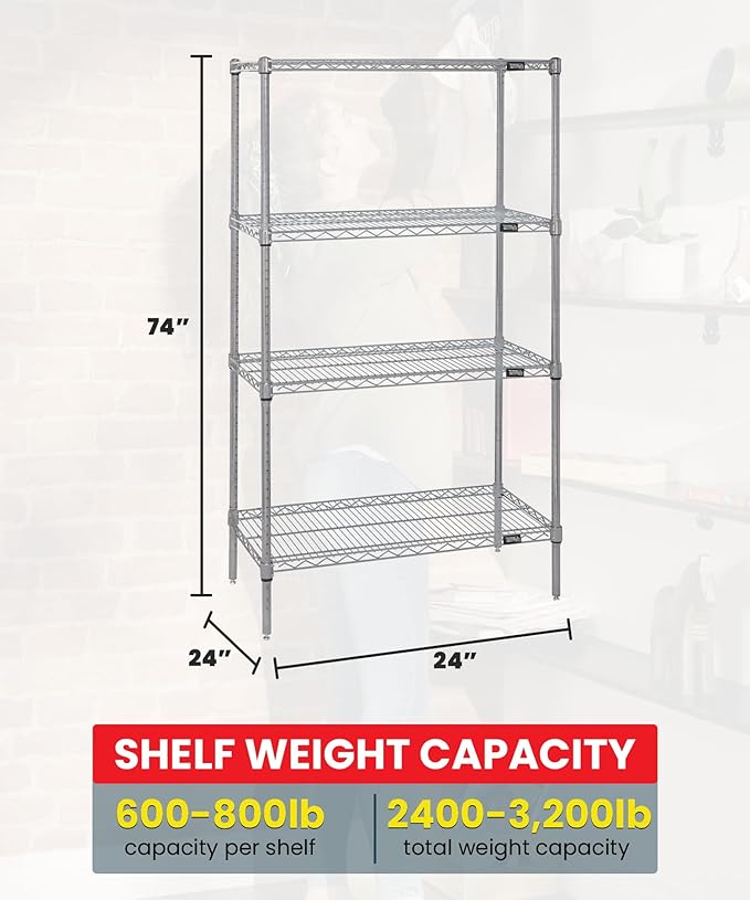 Quantum Storage Systems Wire 4 Shelf Starter KIT Stainless 74in