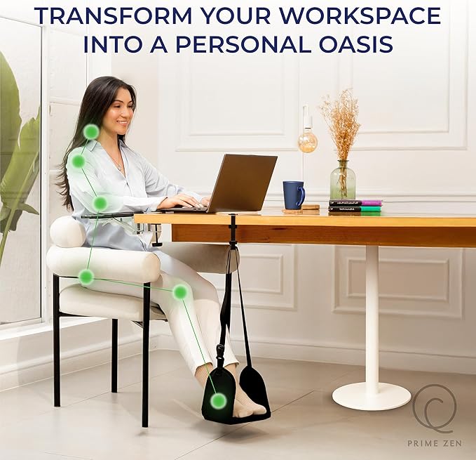Ergonomic Foot Hammock & Arm Rest for Desk - Memory Foam Footrest Under Desk with Adjustable Elbow Support for Office Work & Gaming | Comfort Set for Everyday Relief